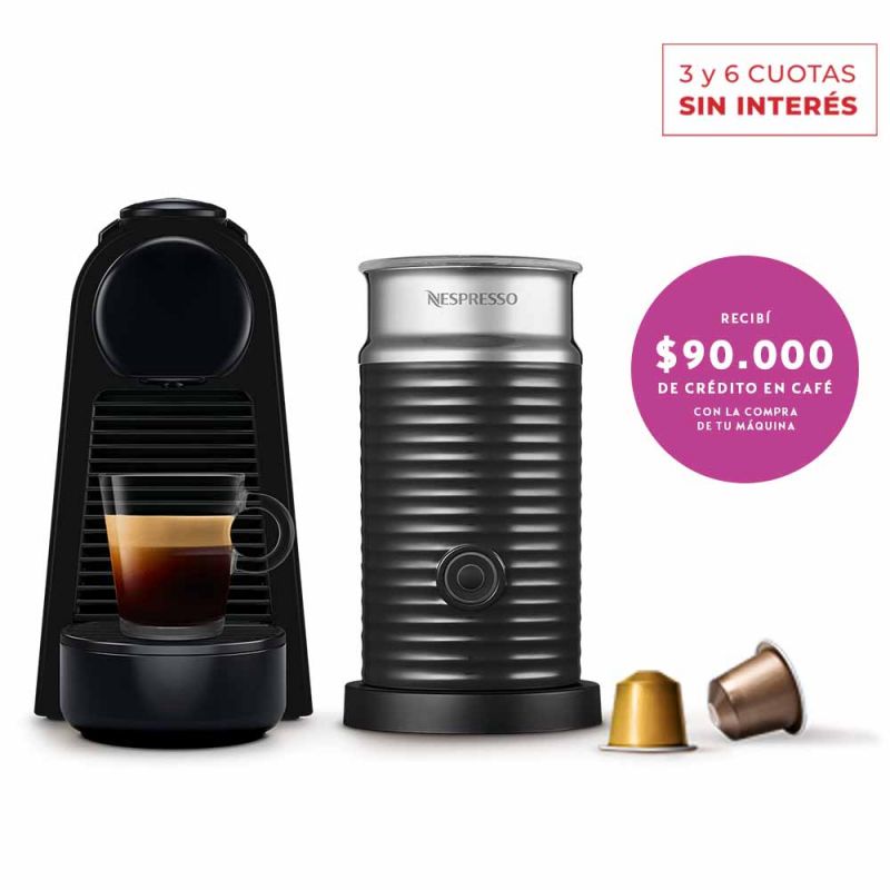 Cafetera Nespresso ESSENZA Mini D Black + Aeroccino A3KD30-AR-BKNE2
