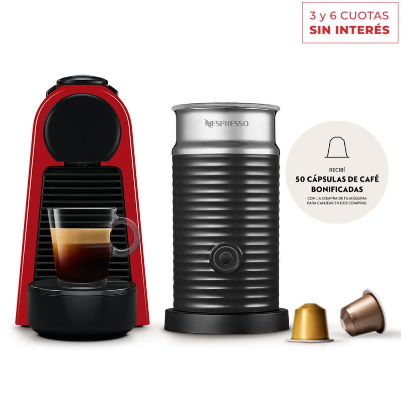 Cafetera Nespresso Essenza Mini Red + Aeroccino A3KD30-AR-RENE2