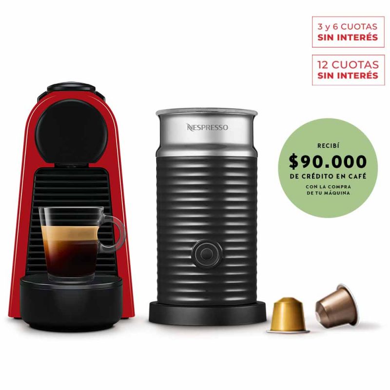 Cafetera Nespresso Essenza Mini Red + Aeroccino A3KD30-AR-RENE2