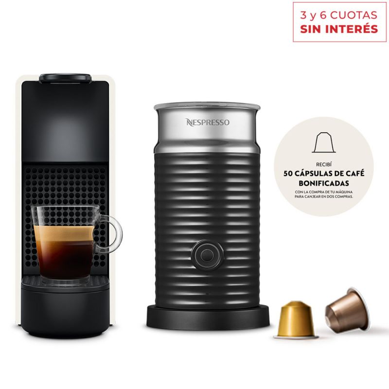 Cafetera Nespresso Essenza Mini White + Aeroccino A3KC30-AR-WHNE2