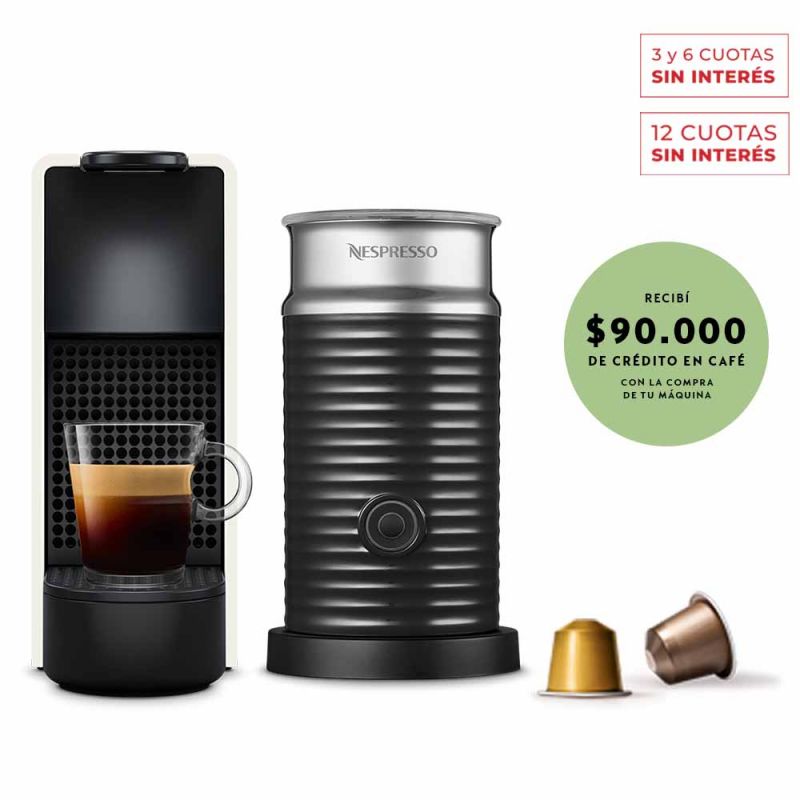 Cafetera Nespresso Essenza Mini White + Aeroccino A3KC30-AR-WHNE2