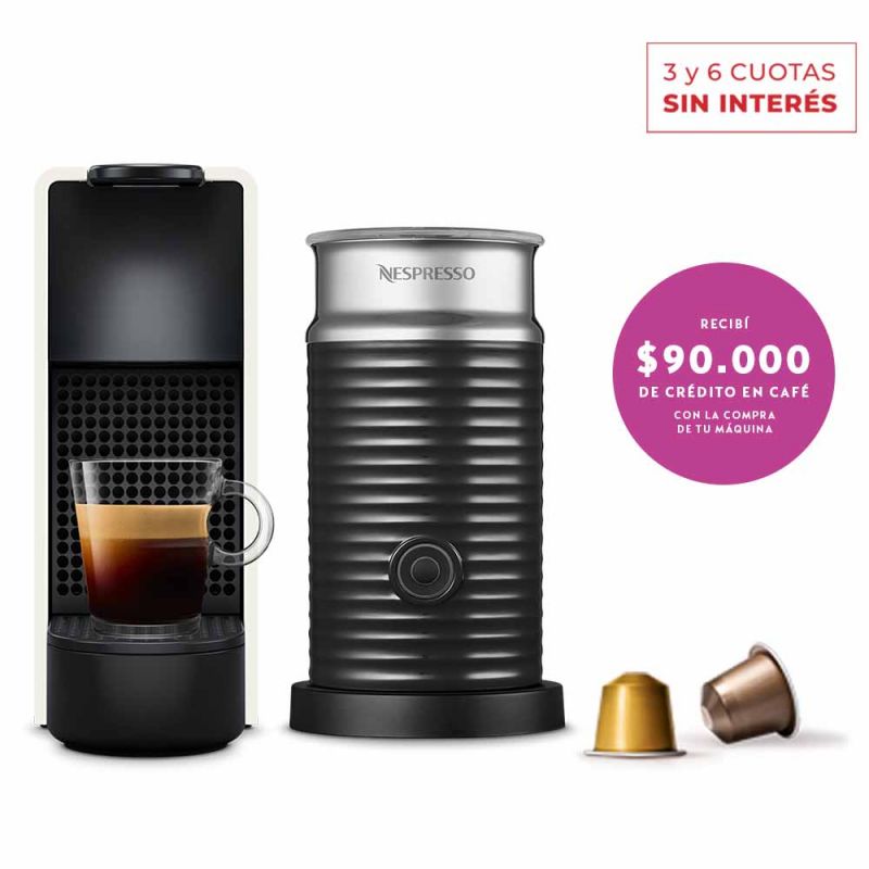 Cafetera Nespresso Essenza Mini White + Aeroccino A3KC30-AR-WHNE2