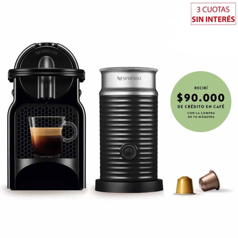 Cafetera Nespresso Inissia Black + Aero A3D40-AR-BK-NE (I319549)