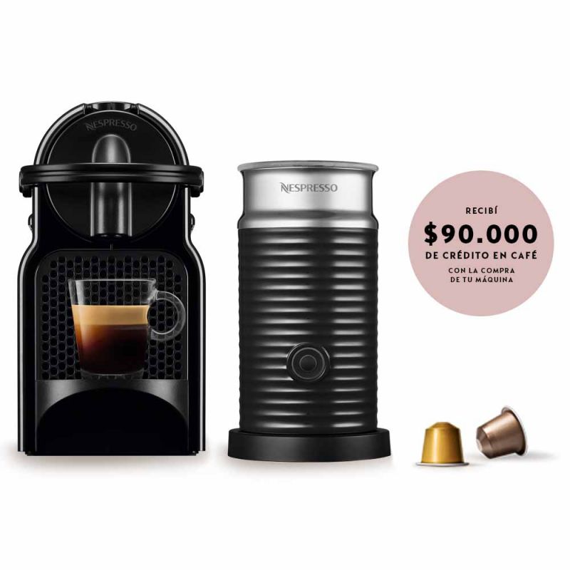 Cafetera Nespresso Inissia Black + Aero A3D40-AR-BK-NE (I319549)