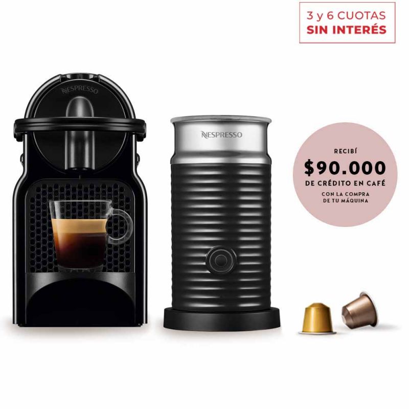 Cafetera Nespresso Inissia Black + Aero A3D40-AR-BK-NE (I319549)