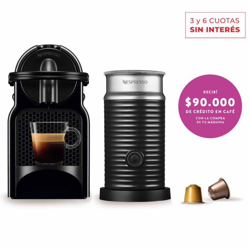 Cafetera Nespresso Inissia Black + Aero A3D40-AR-BK-NE (I319549)