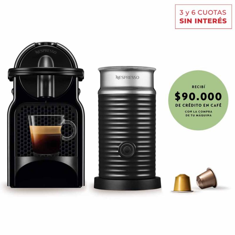 Cafetera Nespresso Inissia Black + Aero A3D40-AR-BK-NE (I319549)