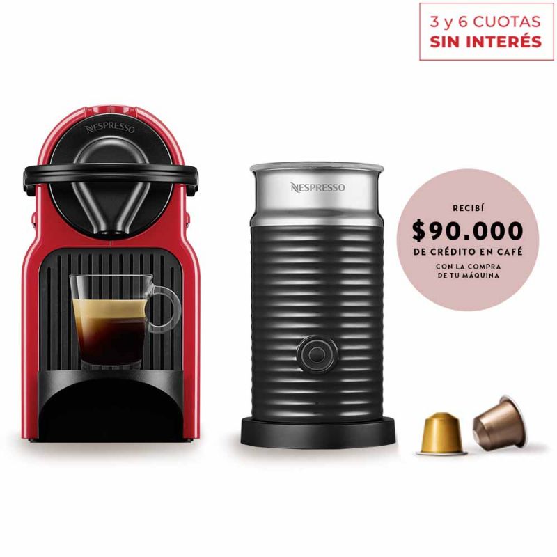 Cafetera Nespresso INISSIA Red + Aeroccino A3C40-AR-RE-NE (I319648)
