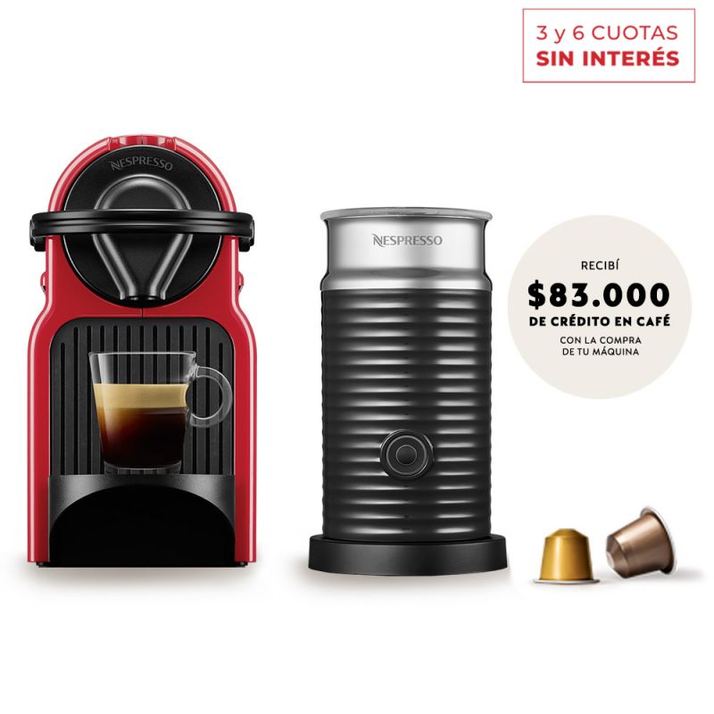 Cafetera Nespresso INISSIA Red + Aeroccino A3C40-AR-RE-NE (I319648)