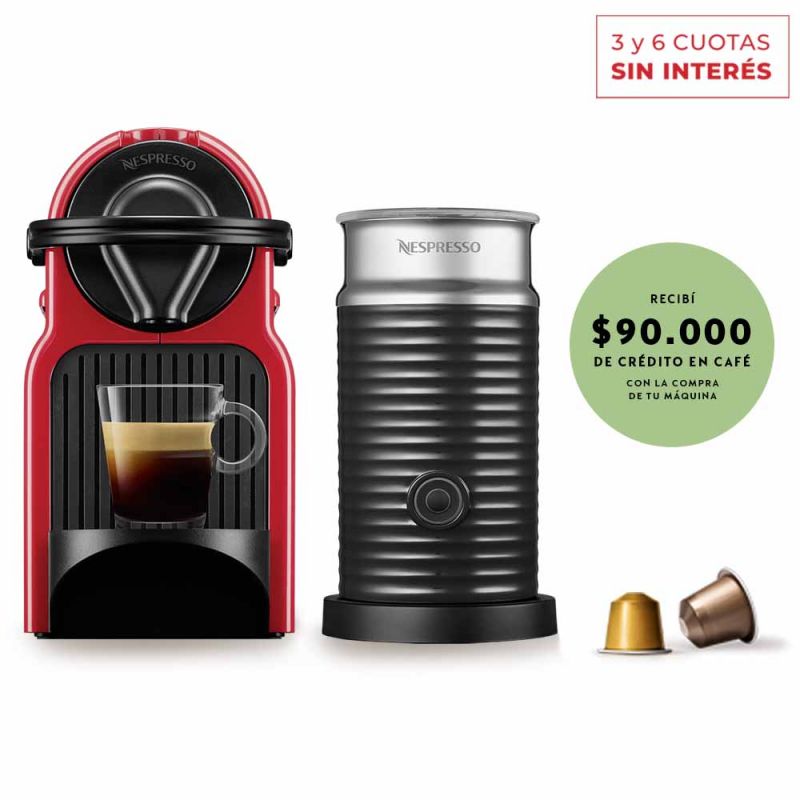 Cafetera Nespresso INISSIA Red + Aeroccino A3C40-AR-RE-NE (I319648)