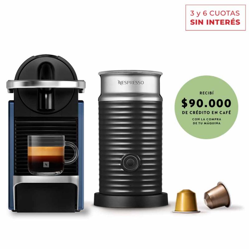 Cafetera Nespresso Pixie Bundle + Aero A3KD62-AR-BL-NE/AR 