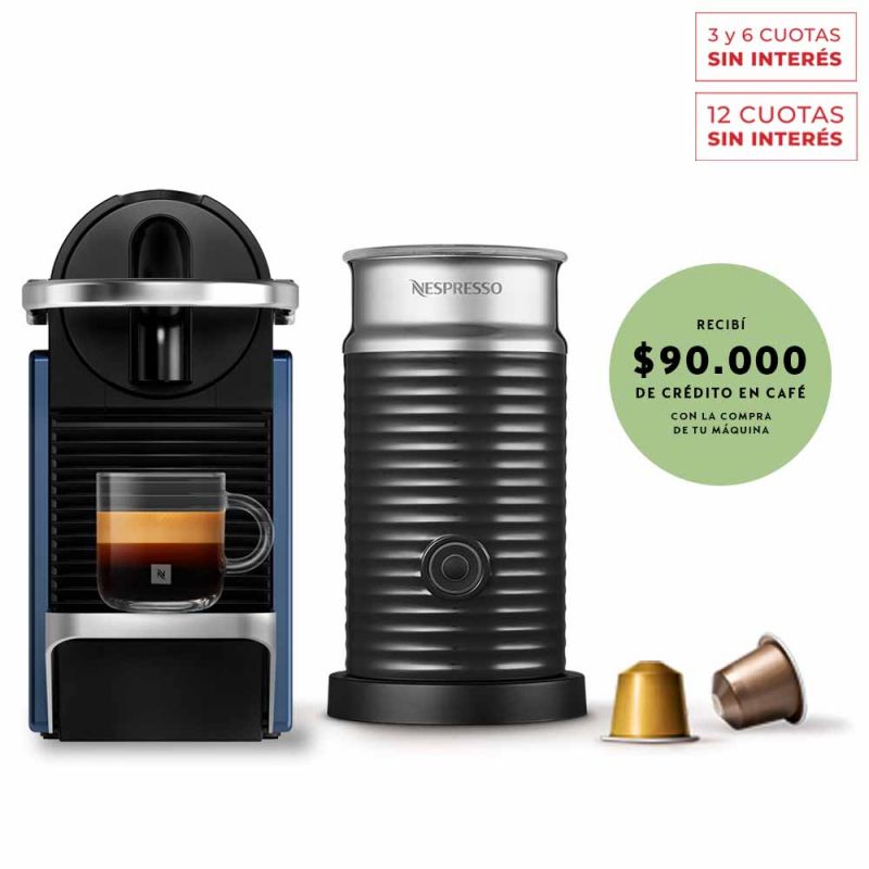 Cafetera Nespresso Pixie Bundle + Aero A3KD62-AR-BL-NE/AR 