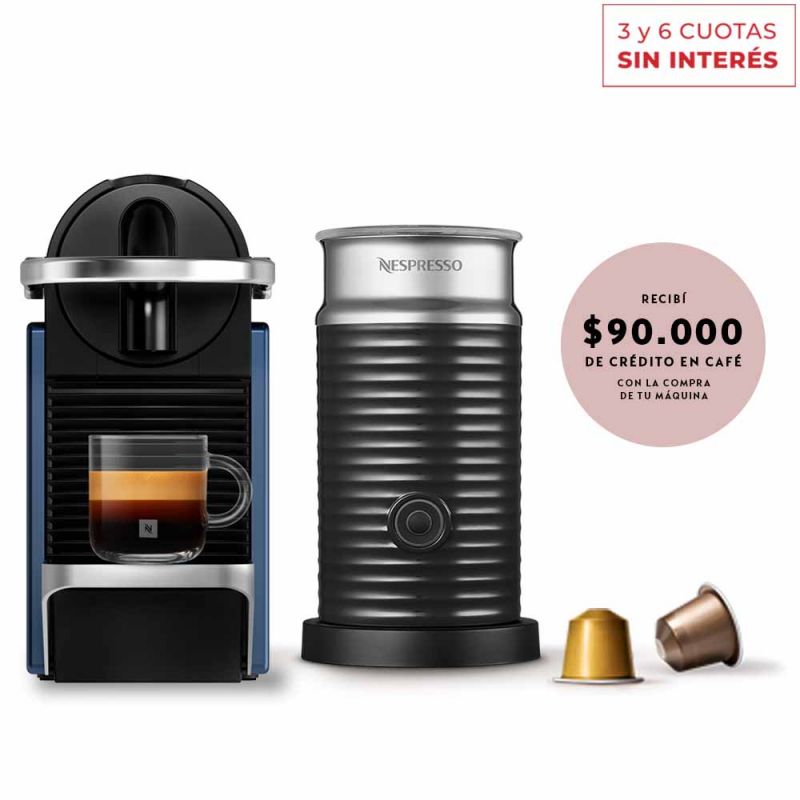 Cafetera Nespresso Pixie Bundle + Aero A3KD62-AR-BL-NE/AR 