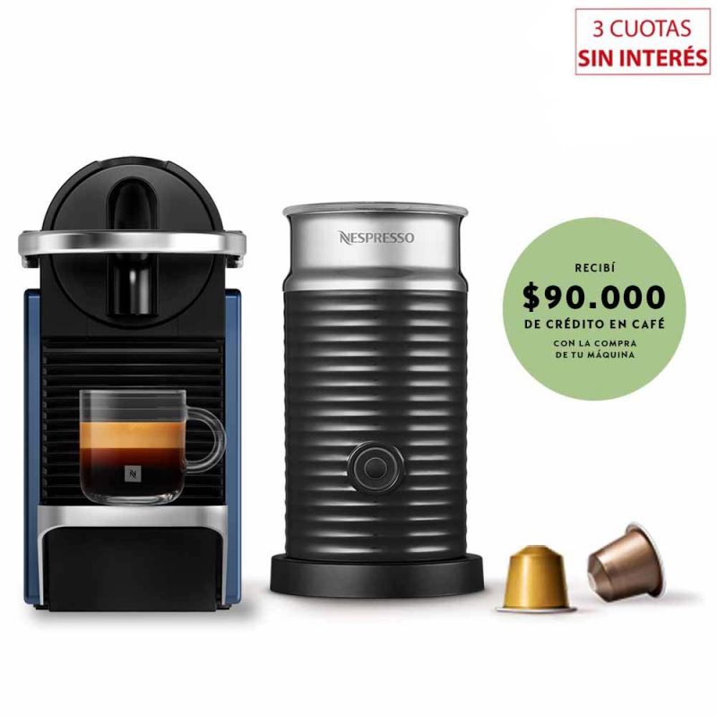 Cafetera Nespresso Pixie Bundle + Aero A3KD62-AR-BL-NE/AR