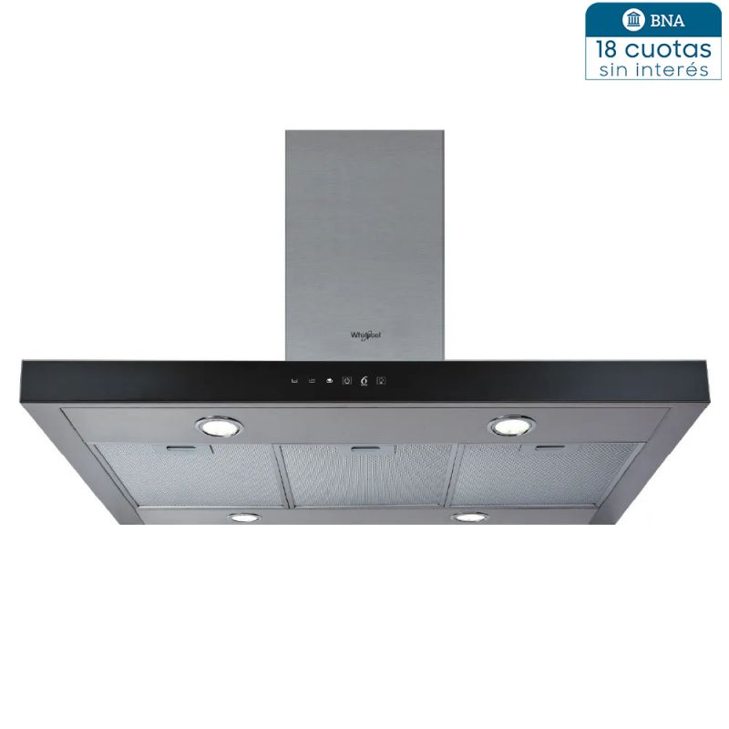 Campana Isla 100CM Whirlpool WAF10RPIM Negro con Inox