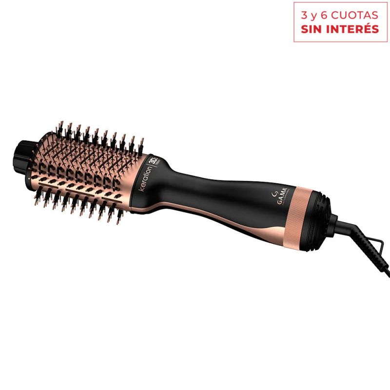 Cepillo Secador Modelador Gama Keration 3D Therapy 4 en 1 Negro