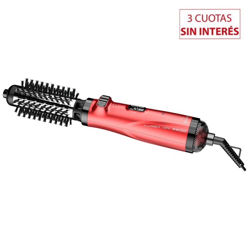 Cepillo Secador Modelador Gama Turbo Ion 2600 3 en 1 Rojo