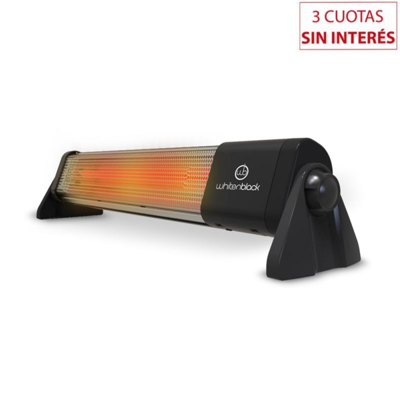 Estufa Eléctrica Horizontal Infrarroja Whitenblack CHWB02 Cuarzo 1200W Negro