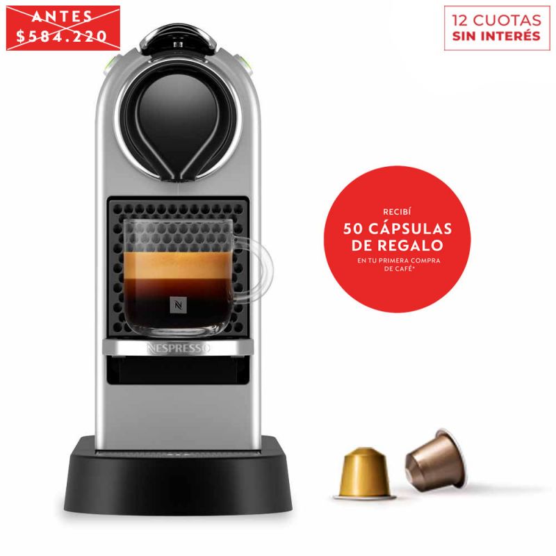 Cafetera Nespresso CitiZ Silver C113-AR-SI-NE2 Gris