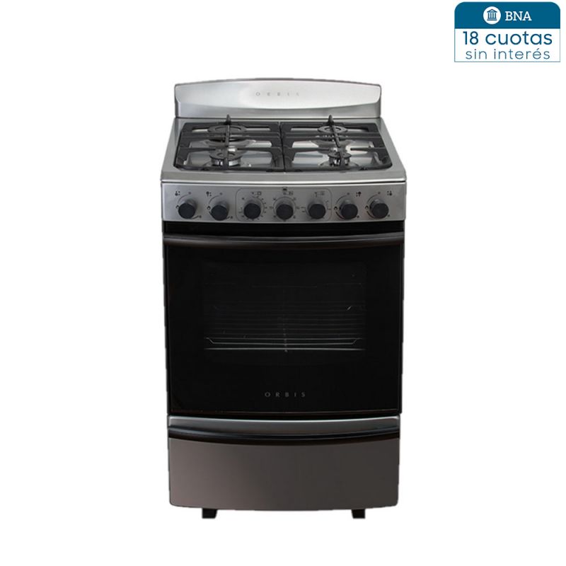 Cocina a Gas 55CM 4H Orbis 96EAC4M Horno Eléctrico Convector Inox