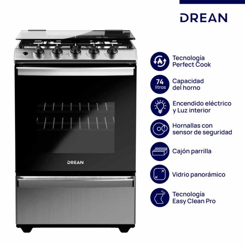 Cocina Multigas 56CM 4H Drean CD5614AI0 Inox