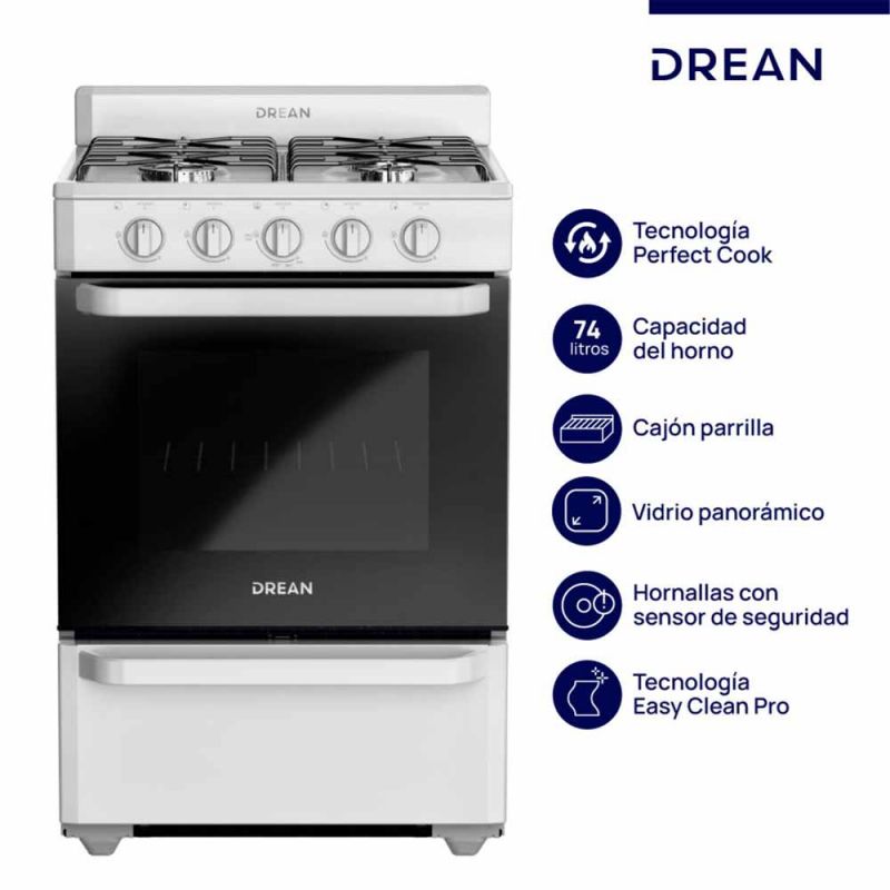 Cocina Multigas 56CM 4H Drean CD5602AB0 Blanca