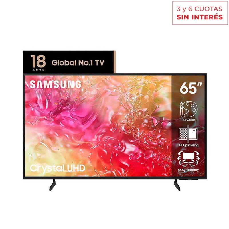 Smart TV 65" Samsung 4K UHD Crystal UN65DU7000GCZB Negro