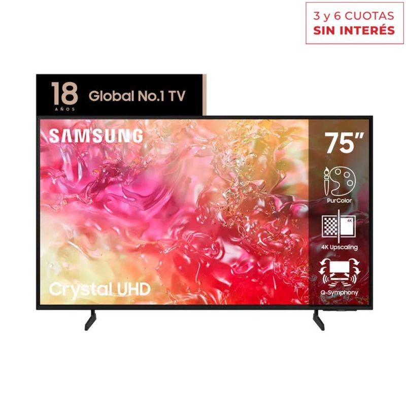 Smart TV 75" Samsung 4K UHD CRYSTAL UN75DU7000GCZB Negro