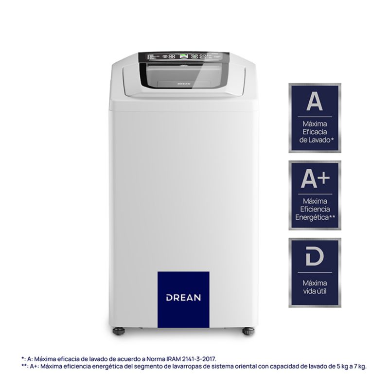 Lavarropas Automático C/Superior Drean Concept NEO Fuzzy 658 B 6.5Kgs 800RPM Blanco
