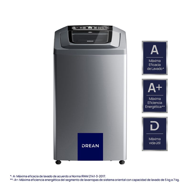 Lavarropas Automático C/Superior Drean Concept NEO Fuzzy G 658 6.5Kgs 800RPM Gris