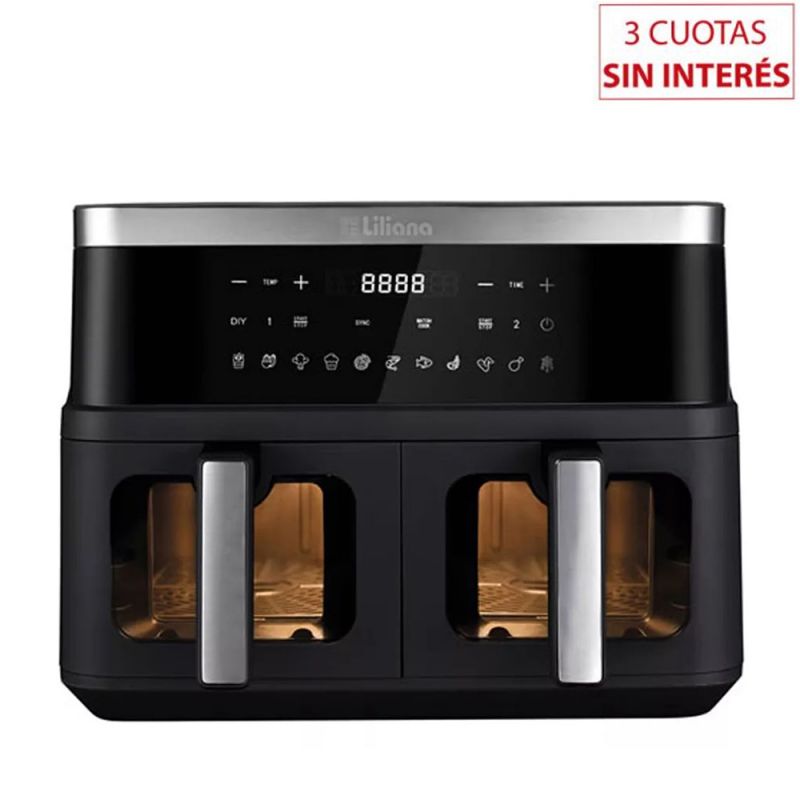 Freidora sin Aceite 9Lts Liliana Dual Fryer AF990 Negro