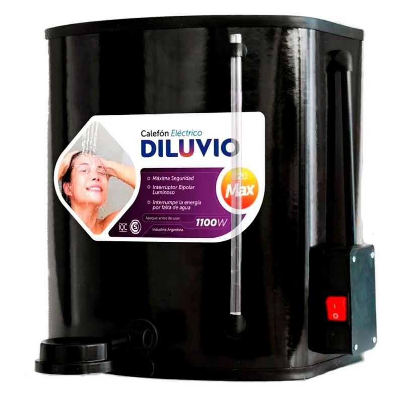 Calefón Eléctrico Indelplas Ducha Diluvio Max IDP-D20 20Lts Negro