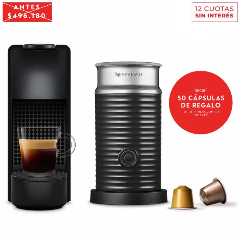 Cafetera Nespresso Essenza Mini Black + Aeroccino A3KC30-AR-BKNE2