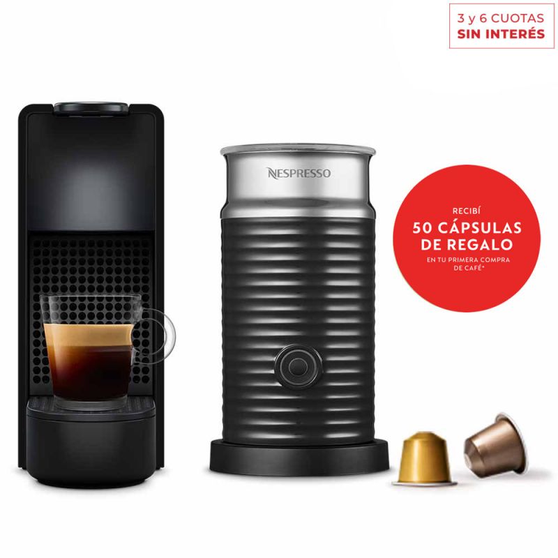 Cafetera Nespresso Essenza Mini Black + Aeroccino A3KC30-AR-BKNE2