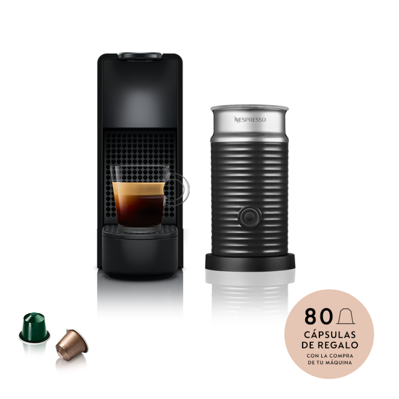 Cafetera Nespresso Essenza Mini Black + Aeroccino A3KC30-AR-BKNE2