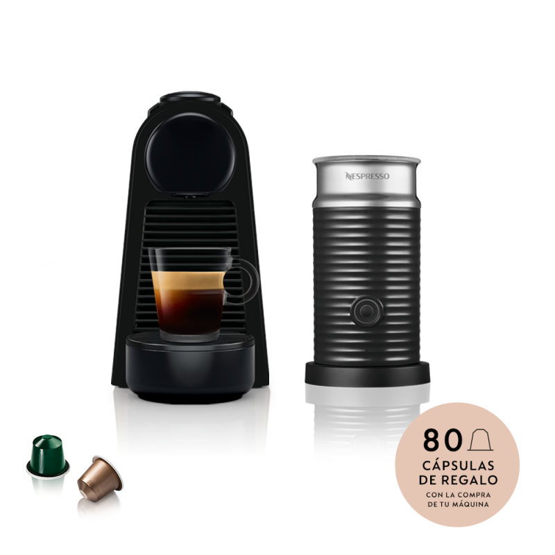 Cafetera Nespresso ESSENZA Mini D Black + Aeroccino A3KD30-AR-BKNE2