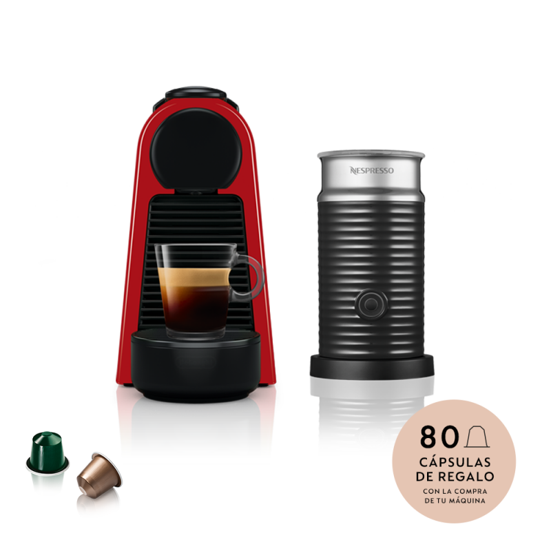 Cafetera Nespresso Essenza Mini Red + Aeroccino A3KD30-AR-RENE2