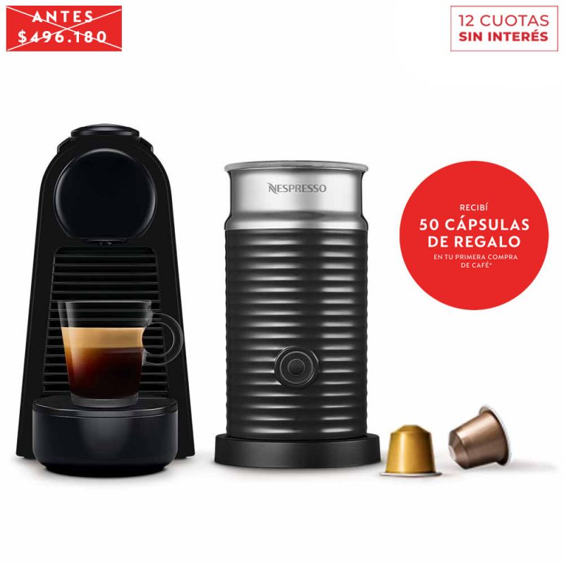 Cafetera Nespresso ESSENZA Mini D Black + Aeroccino A3KD30-AR-BKNE2