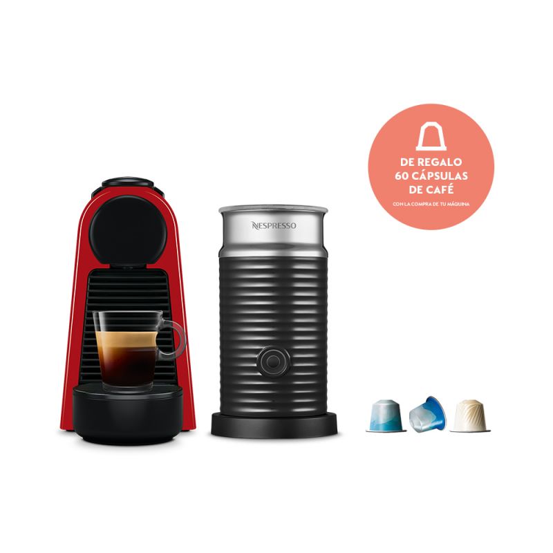 Cafetera Nespresso Essenza Mini Red + Aeroccino A3KD30-AR-RENE2