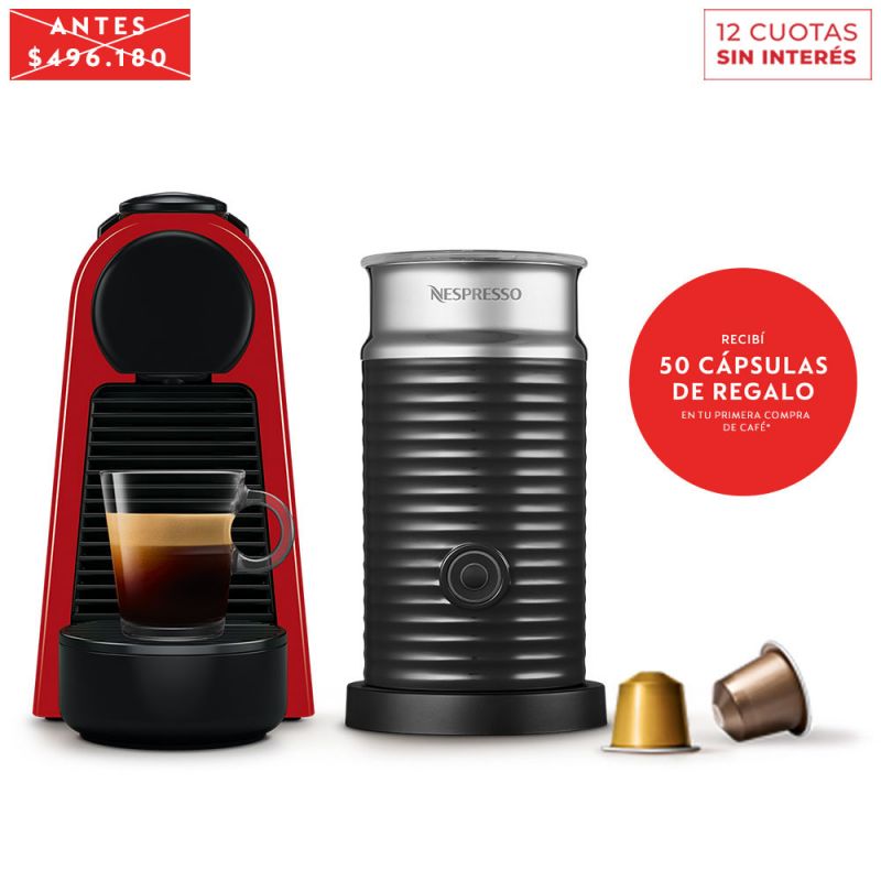 Cafetera Nespresso Essenza Mini Red + Aeroccino A3KD30-AR-RENE2