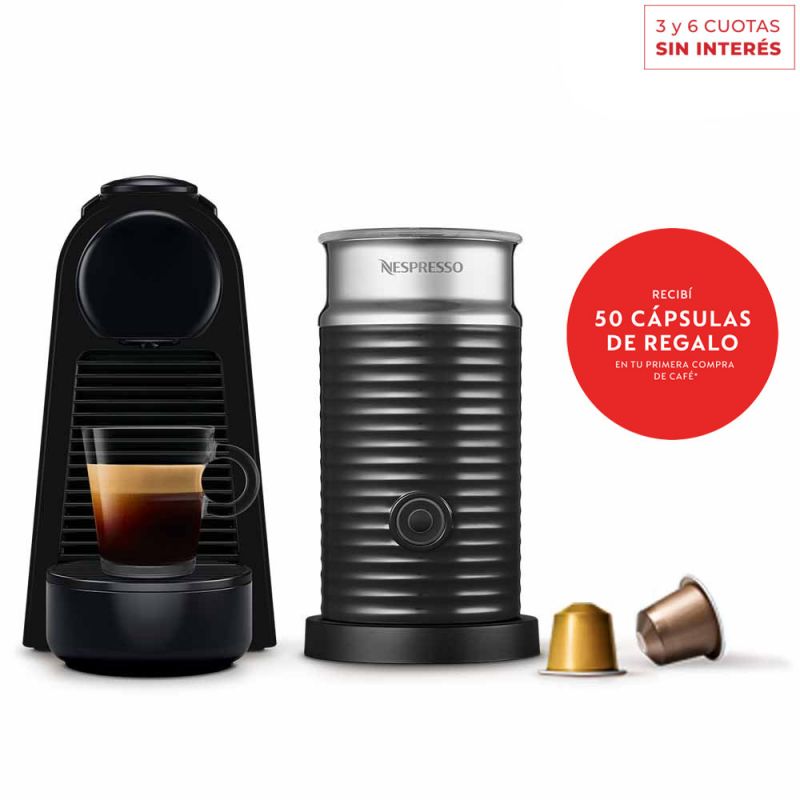 Cafetera Nespresso ESSENZA Mini D Black + Aeroccino A3KD30-AR-BKNE2