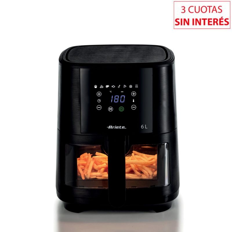 Freidora sin Aceite Digital 6Lts Ariete PA-FR4626NE-I con Visor Negro