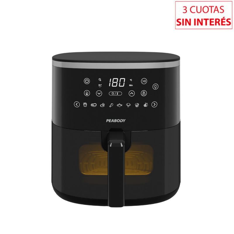 Freidora sin Aceite Digital 5.2Lts Peabody PE-AFW520N con Visor Negro
