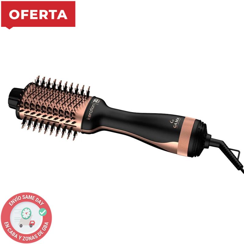 Cepillo Secador Modelador Gama Keration 3D Therapy 4 en 1 Negro