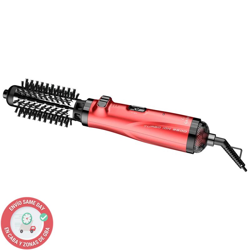Cepillo Secador Modelador Gama Turbo Ion 2600 3 en 1 Rojo