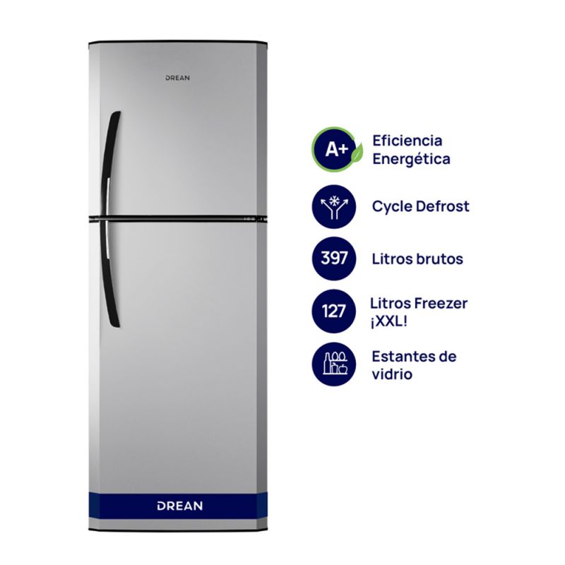 Heladera C/Freezer Cíclica 395Lts Drean HDR400F30S Silver