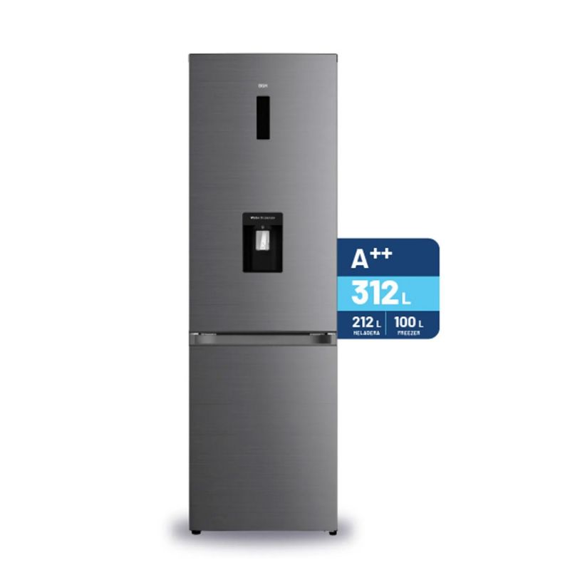 Heladera Combi BGH BRC330I2A 312Lts C/Dispenser No Frost Inverter Dark Inox