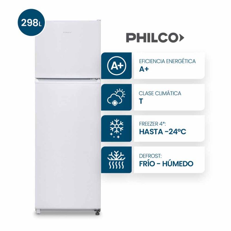 Heladera C/Freezer 298Lts Philco PHCT302B Blanco