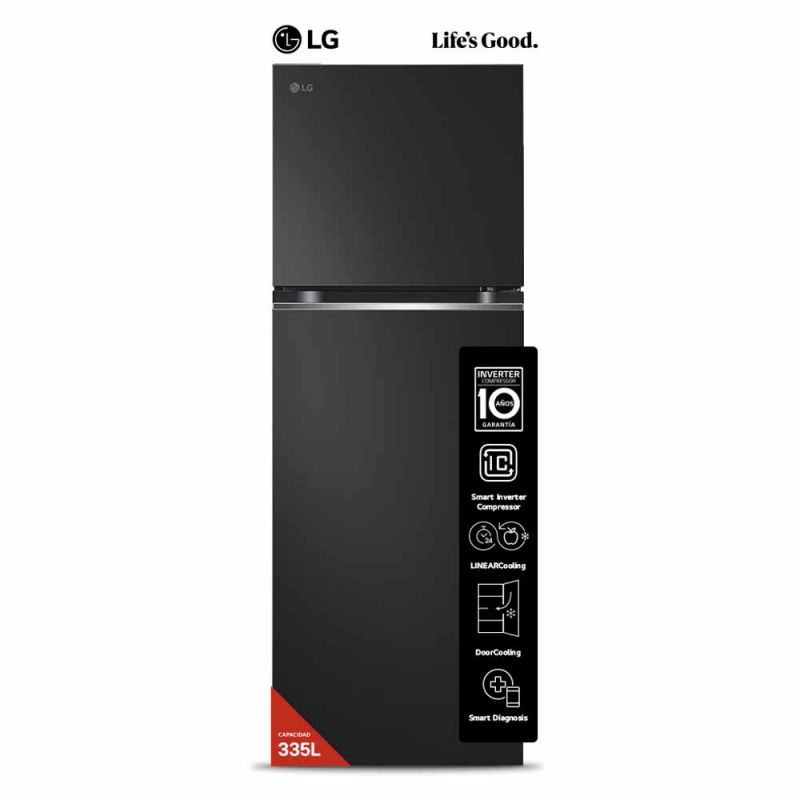 Heladera C/Freezer 335Lts LG VT34BPM DOOR COOLING Inverter Negro Mate