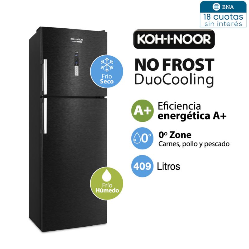 Heladera C/Freezer 388Lts KOH-I-NOOR KHDF42D/8 No Frost DuoCooling Negro